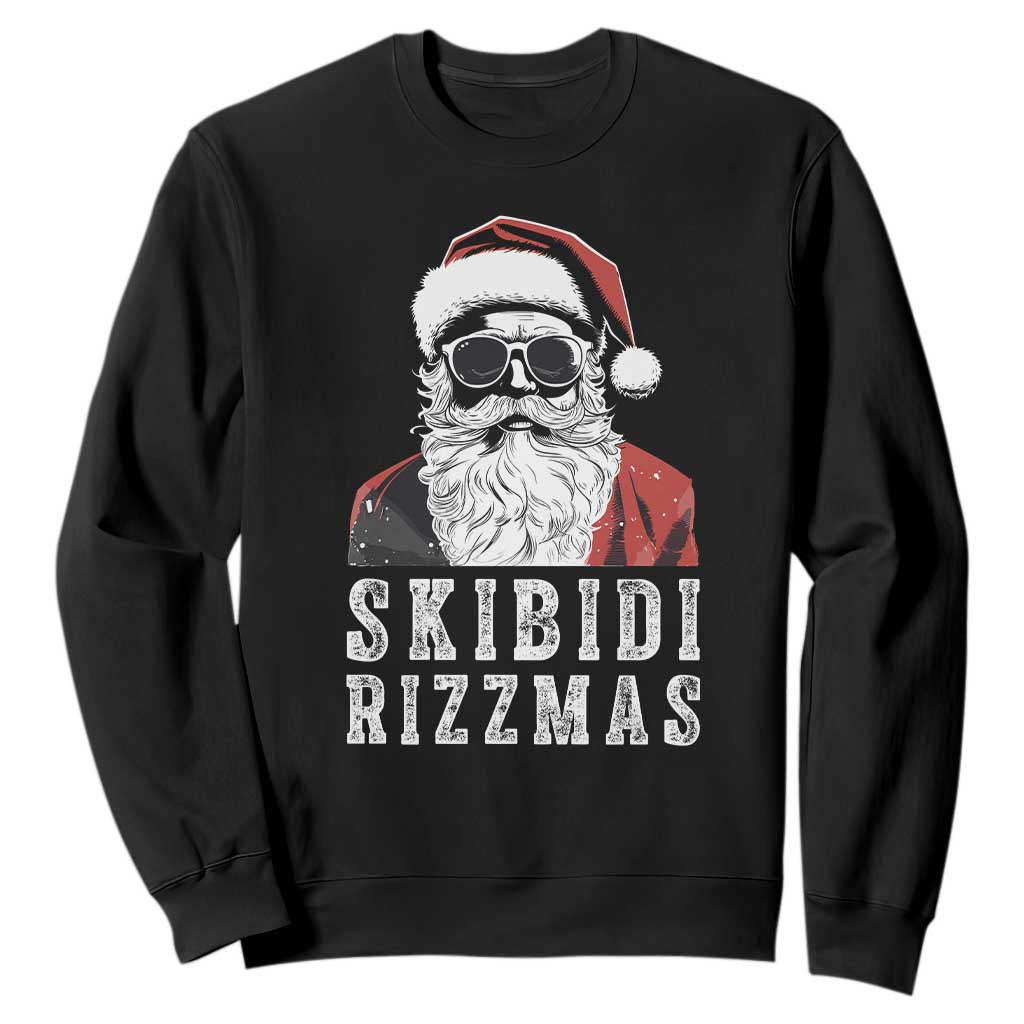 Funny Christmas Santa Sweatshirt Skibidi Rizzmas Cool Charisma Rizz Santa Claus TS11 Black Print Your Wear