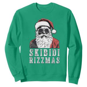 Funny Christmas Santa Sweatshirt Skibidi Rizzmas Cool Charisma Rizz Santa Claus TS11 Irish Green Print Your Wear