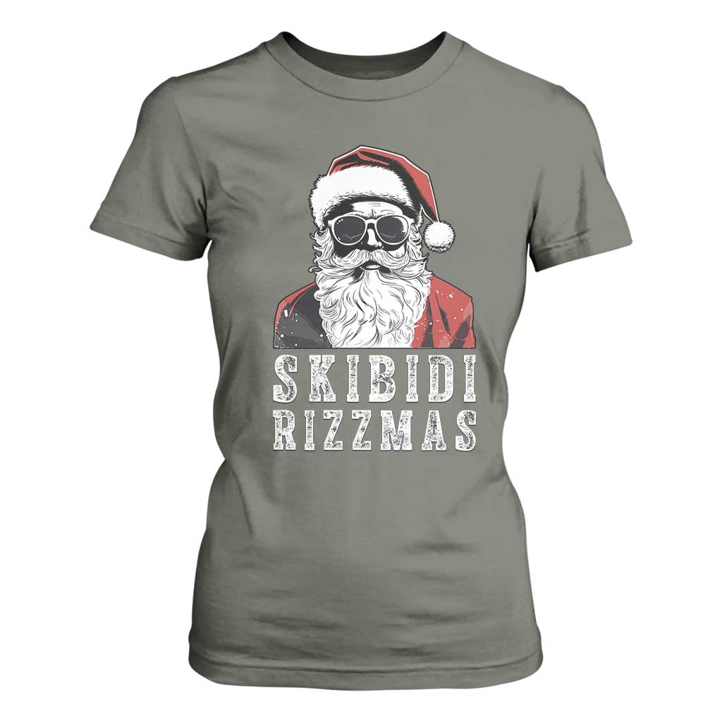 Funny Christmas Santa T Shirt For Women Skibidi Rizzmas Cool Charisma Rizz Santa Claus TS11 Military Green Print Your Wear
