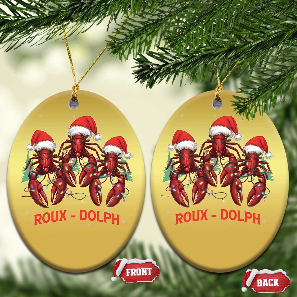 Funny Xmas Cajun Louisiana Christmas Ornament Roux-Dolph Crawfish Reindeers Santa Hat TS11 Oval Gold Print Your Wear