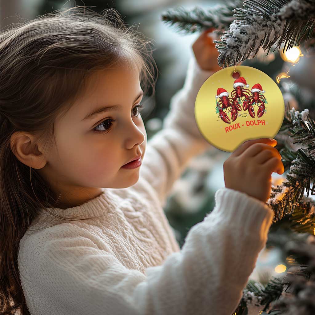 Funny Xmas Cajun Louisiana Christmas Ornament Roux-Dolph Crawfish Reindeers Santa Hat TS11 Print Your Wear