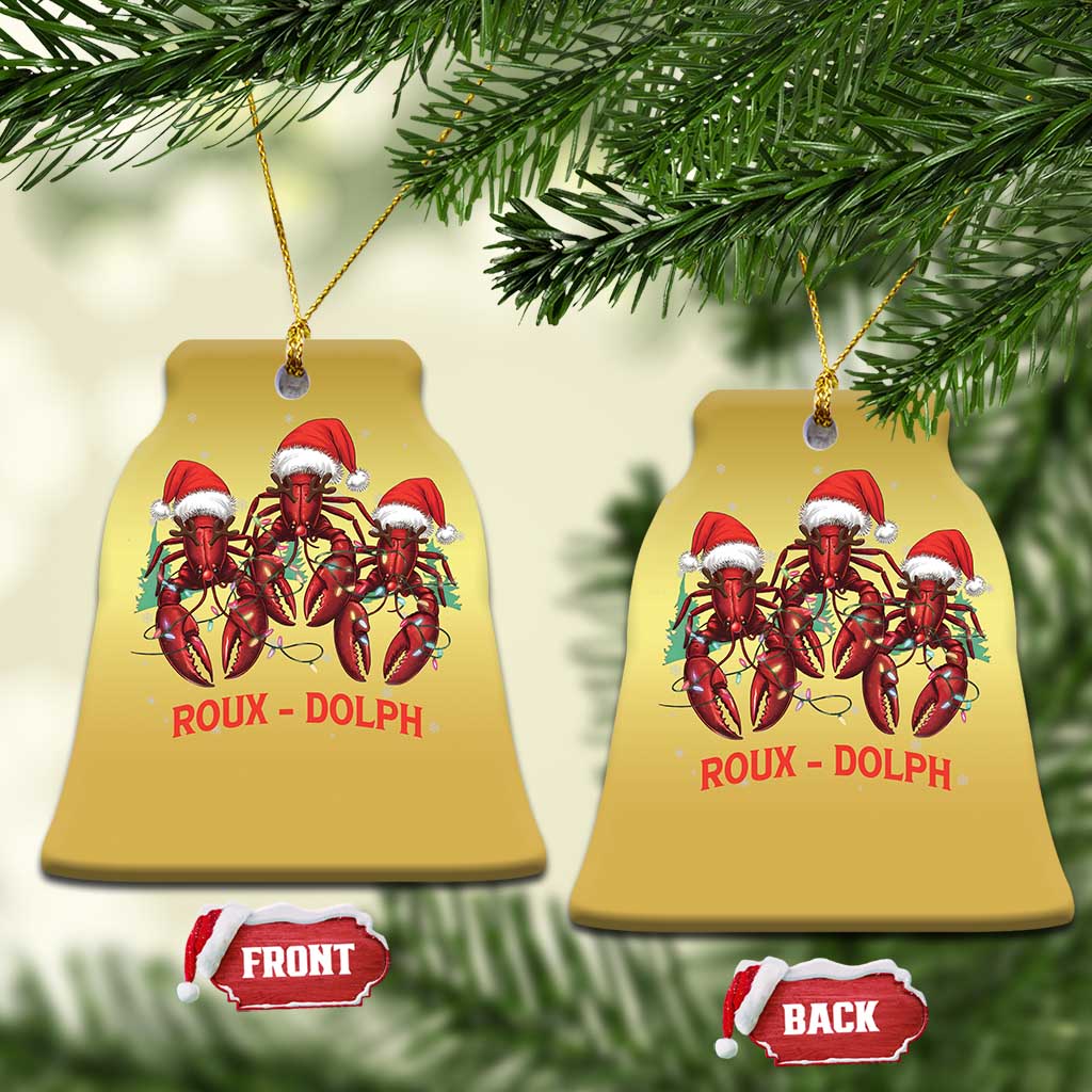 Funny Xmas Cajun Louisiana Christmas Ornament Roux-Dolph Crawfish Reindeers Santa Hat TS11 Bell Flake Gold Print Your Wear