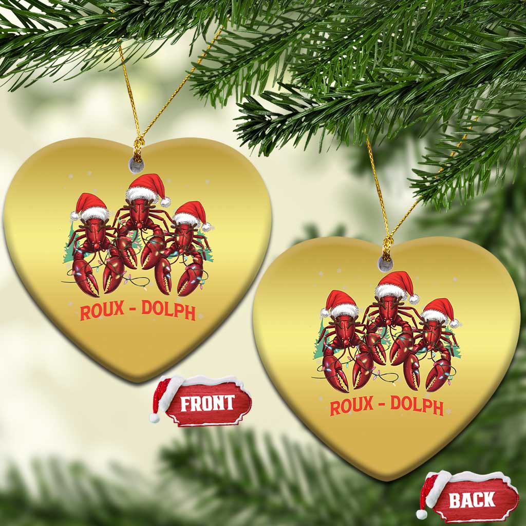 Funny Xmas Cajun Louisiana Christmas Ornament Roux-Dolph Crawfish Reindeers Santa Hat TS11 Heart Gold Print Your Wear