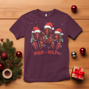 Funny Christmas Cajun Louisiana T Shirt Roux-Dolph Crawfish Reindeers Santa Hat TS11 Maroon Print Your Wear