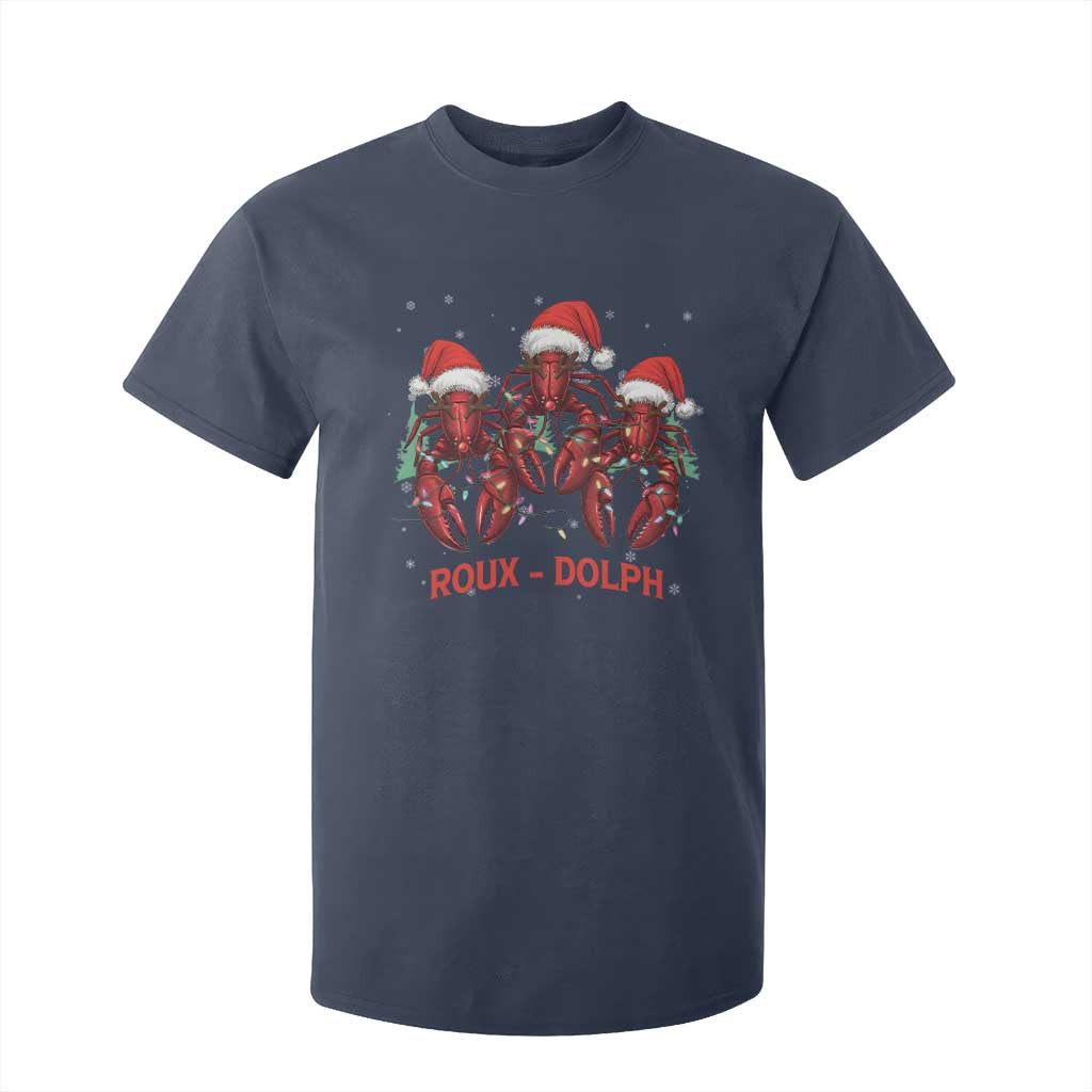 Funny Christmas Cajun Louisiana T Shirt For Kid Roux-Dolph Crawfish Reindeers Santa Hat TS11 Navy Print Your Wear