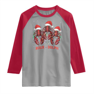 Funny Christmas Cajun Louisiana Raglan Shirt Roux-Dolph Crawfish Reindeers Santa Hat TS11 Sport Gray Red Print Your Wear