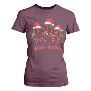 Funny Christmas Cajun Louisiana T Shirt For Women Roux-Dolph Crawfish Reindeers Santa Hat TS11 Maroon Print Your Wear