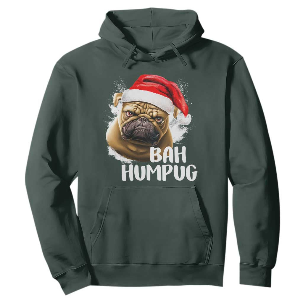 Funny Christmas Pug Dog Hoodie Bah Humpug Humbug Cute Pet TS11 Dark Forest Green Print Your Wear