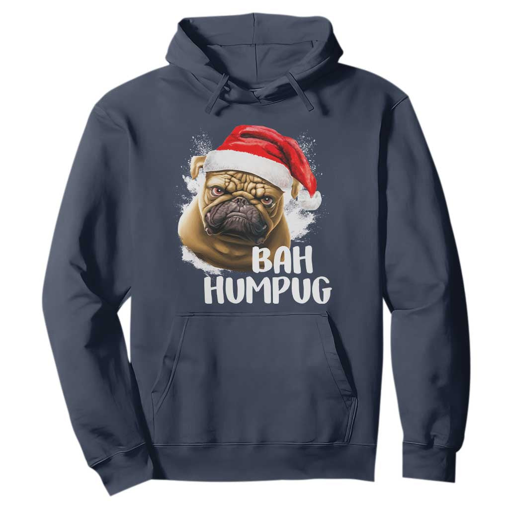 Funny Christmas Pug Dog Hoodie Bah Humpug Humbug Cute Pet TS11 Navy Print Your Wear