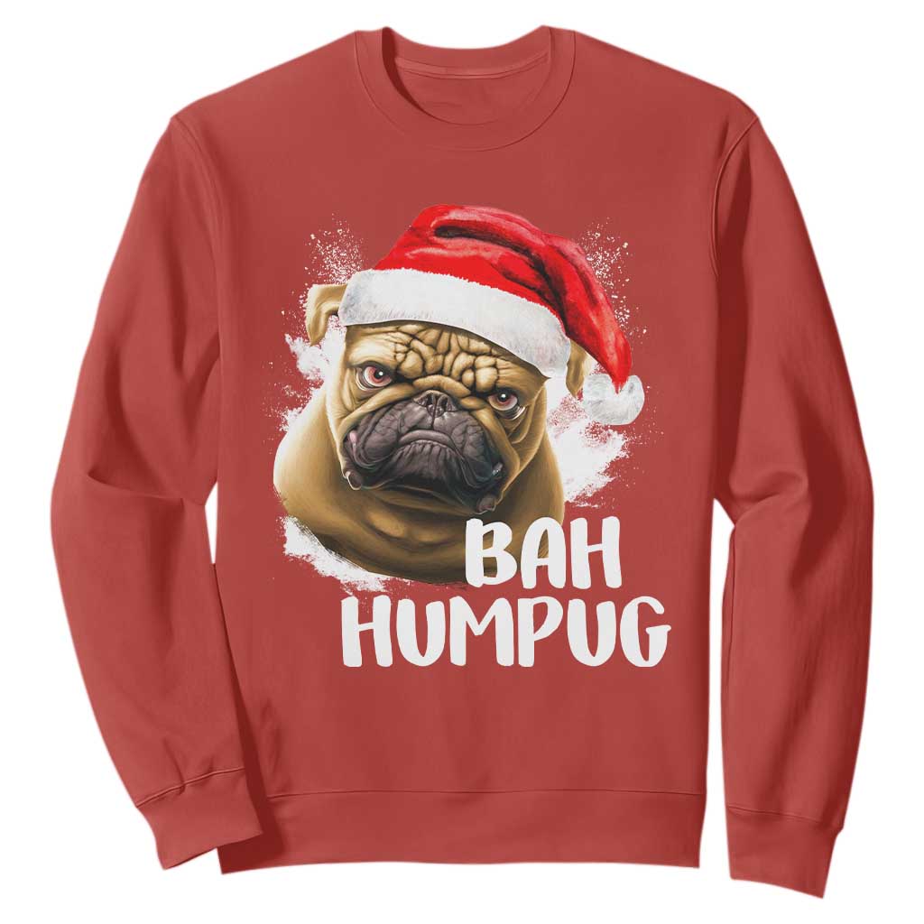 Funny Christmas Pug Dog Sweatshirt Bah Humpug Humbug Cute Pet TS11 Red Print Your Wear