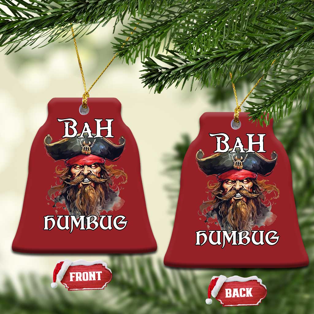 Funny Bah Humbug Xmas Pirate Christmas Ornament TS11 Bell Flake Red Print Your Wear