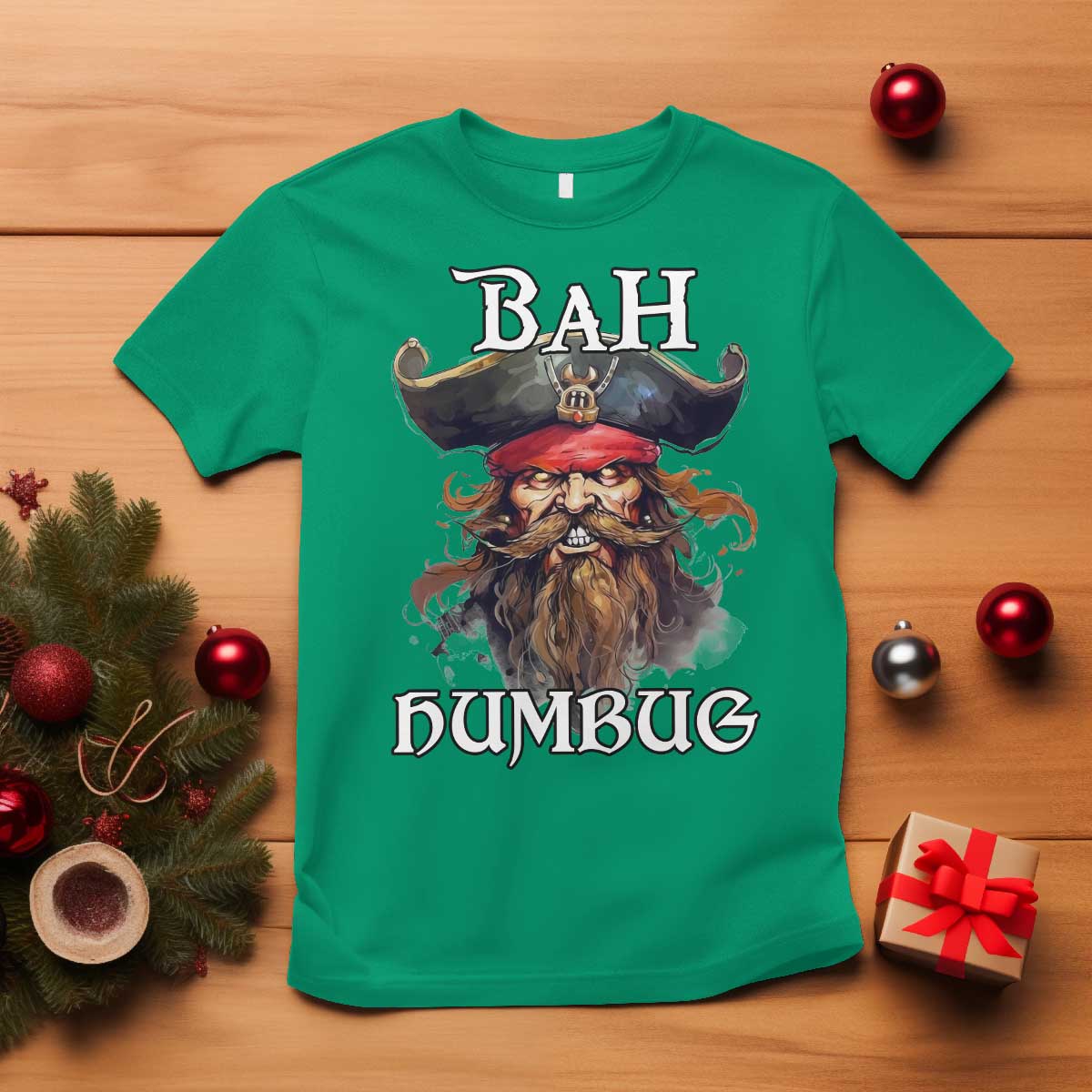 Funny Bah Humbug Christmas Pirate T Shirt TS11 Irish Green Print Your Wear
