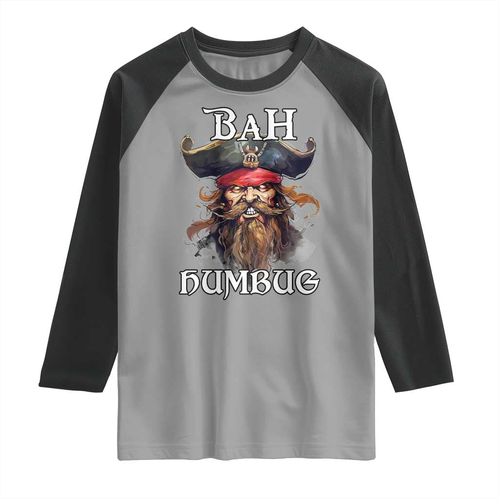 Funny Bah Humbug Christmas Pirate Raglan Shirt TS11 Sport Gray Black Print Your Wear