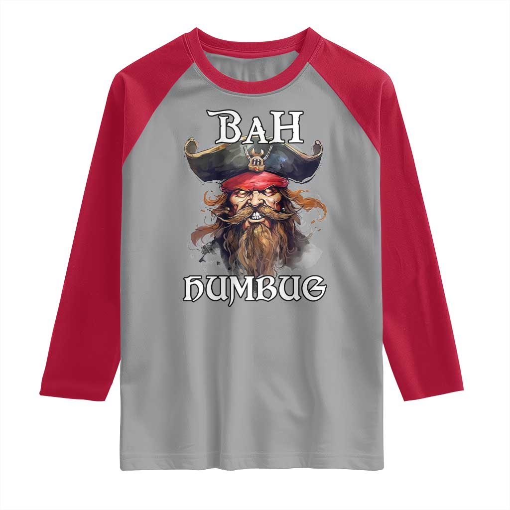 Funny Bah Humbug Christmas Pirate Raglan Shirt TS11 Sport Gray Red Print Your Wear