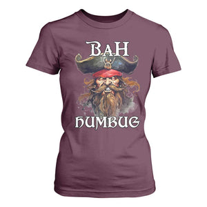 Funny Bah Humbug Christmas Pirate T Shirt For Women TS11 Maroon Print Your Wear