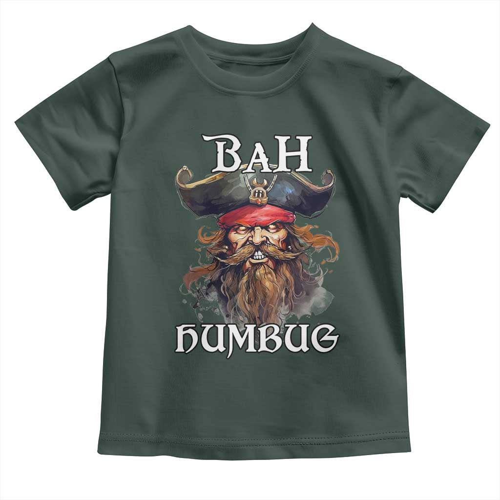 Funny Bah Humbug Christmas Pirate Toddler T Shirt TS11 Dark Forest Green Print Your Wear