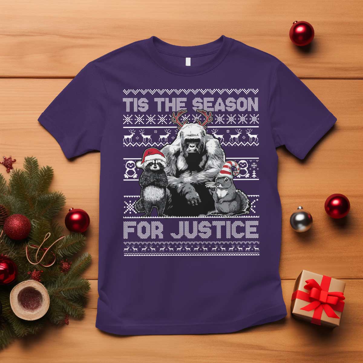 Tis The Season For Justice T Shirt Harambe Peanut Fred Christmas TS11 Purple Print Your Wear