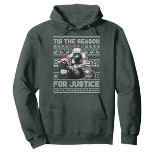 Tis The Season For Justice Hoodie Harambe Peanut Fred Christmas TS11 Dark Forest Green Print Your Wear
