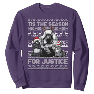 Tis The Season For Justice Sweatshirt Harambe Peanut Fred Christmas TS11 Purple Print Your Wear
