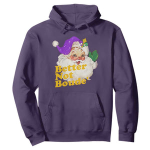 Funny Christmas Retro Cajun Louisiana Santa Hoodie Better Not Boude' New Orleans Saint Symbol TS11 Purple Print Your Wear