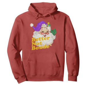 Funny Christmas Retro Cajun Louisiana Santa Hoodie Better Not Boude' New Orleans Saint Symbol TS11 Red Print Your Wear