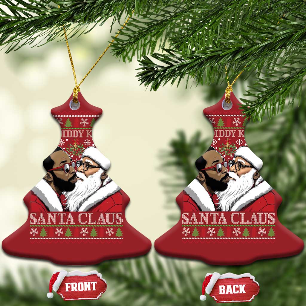Funny I Saw Diddy Kissing Santa Claus Xmas Mistletoe Christmas Ornament TS11 Christmas Tree Red Print Your Wear
