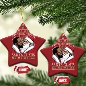 Funny I Saw Diddy Kissing Santa Claus Xmas Mistletoe Christmas Ornament TS11 Star Red Print Your Wear