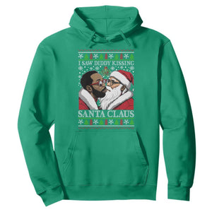 Funny I Saw Diddy Kissing Santa Claus Christmas Mistletoe Hoodie TS11 Irish Green Print Your Wear