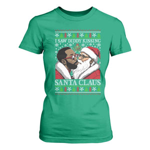 Funny I Saw Diddy Kissing Santa Claus Christmas Mistletoe T Shirt For Women TS11 Irish Green Print Your Wear