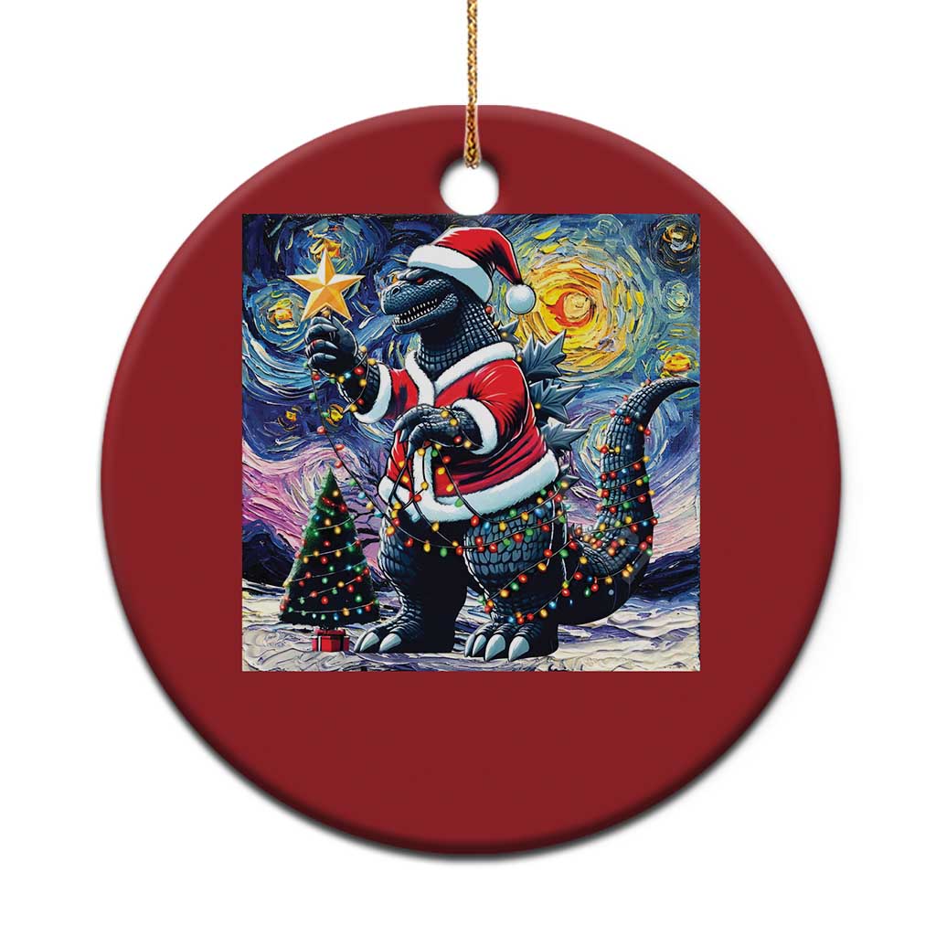 Funny Xmas Santa Godzilla Japanese Monster Starry Night Christmas Ornament TS11 Print Your Wear