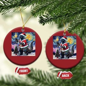 Funny Xmas Santa Godzilla Japanese Monster Starry Night Christmas Ornament TS11 Circle Red Print Your Wear