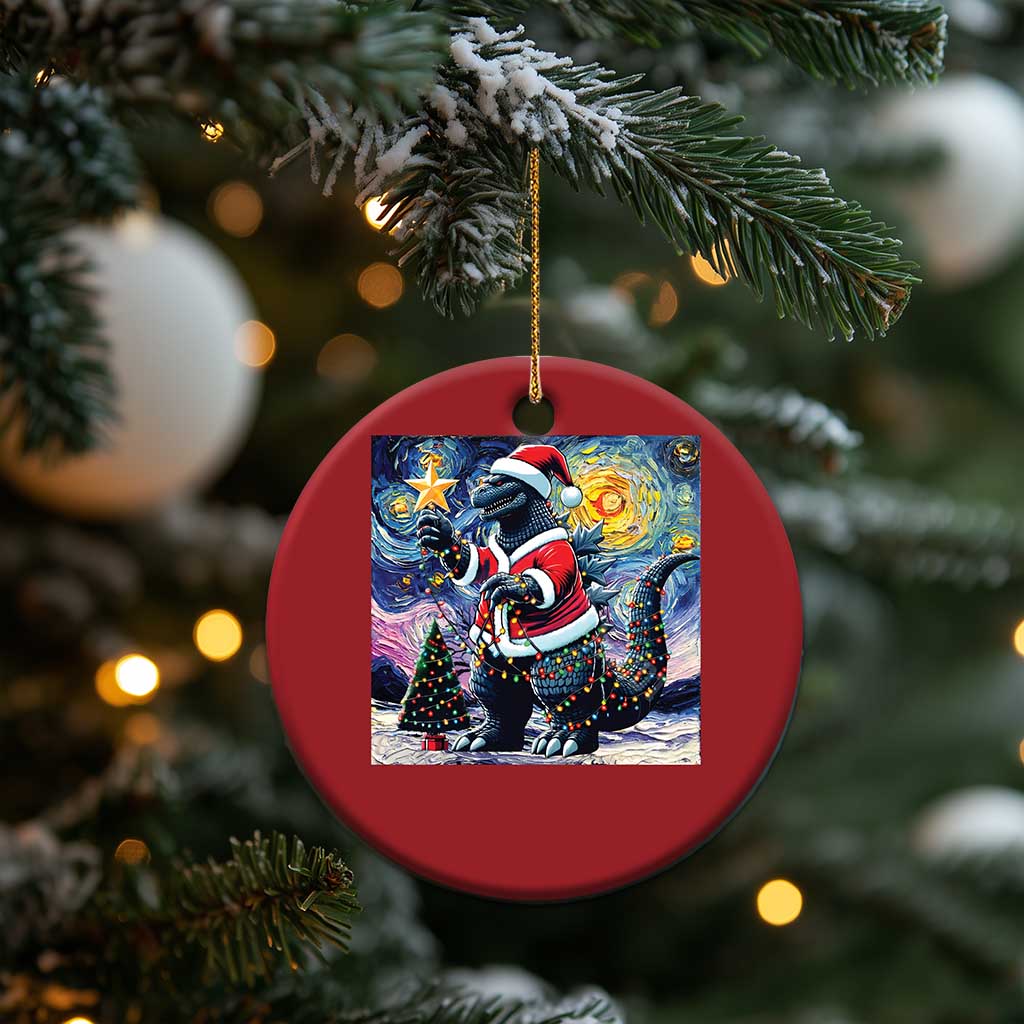 Funny Xmas Santa Godzilla Japanese Monster Starry Night Christmas Ornament TS11 Print Your Wear