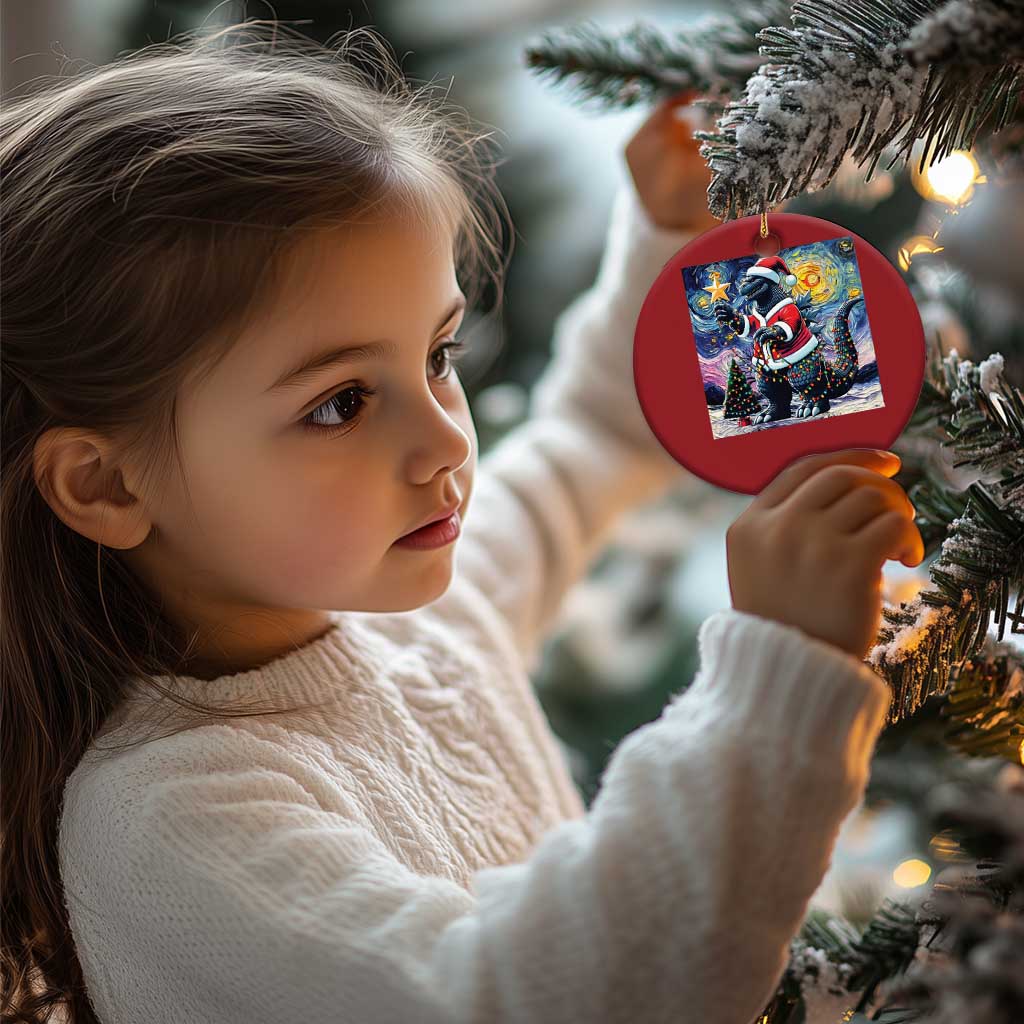 Funny Xmas Santa Godzilla Japanese Monster Starry Night Christmas Ornament TS11 Print Your Wear
