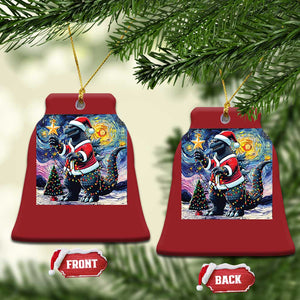 Funny Xmas Santa Godzilla Japanese Monster Starry Night Christmas Ornament TS11 Bell Flake Red Print Your Wear