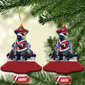 Funny Xmas Santa Godzilla Japanese Monster Starry Night Christmas Ornament TS11 Christmas Tree Red Print Your Wear