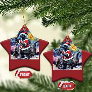 Funny Xmas Santa Godzilla Japanese Monster Starry Night Christmas Ornament TS11 Star Red Print Your Wear