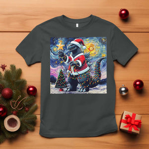Funny Christmas Santa Godzilla Japanese Monster Starry Night T Shirt TS11 Dark Heather Print Your Wear
