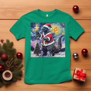 Funny Christmas Santa Godzilla Japanese Monster Starry Night T Shirt TS11 Irish Green Print Your Wear
