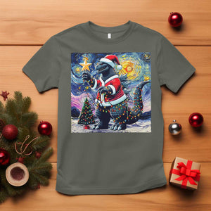 Funny Christmas Santa Godzilla Japanese Monster Starry Night T Shirt TS11 Military Green Print Your Wear