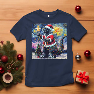 Funny Christmas Santa Godzilla Japanese Monster Starry Night T Shirt TS11 Navy Print Your Wear