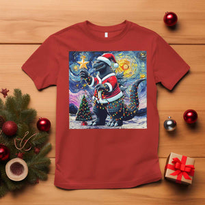 Funny Christmas Santa Godzilla Japanese Monster Starry Night T Shirt TS11 Red Print Your Wear