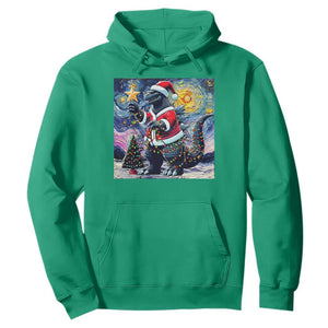 Funny Christmas Santa Godzilla Japanese Monster Starry Night Hoodie TS11 Irish Green Print Your Wear