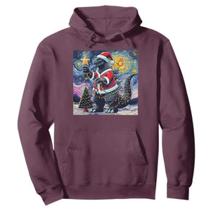 Funny Christmas Santa Godzilla Japanese Monster Starry Night Hoodie TS11 Maroon Print Your Wear