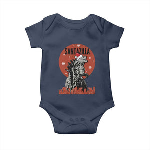 Funny Christmas Santa Godzilla Baby Onesie Santazilla Japanese Monster TS11 Navy Print Your Wear