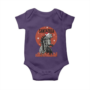 Funny Christmas Santa Godzilla Baby Onesie Santazilla Japanese Monster TS11 Purple Print Your Wear