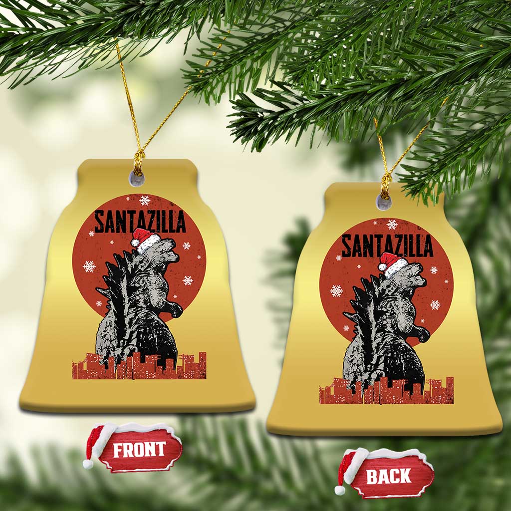 Funny Xmas Santa Godzilla Christmas Ornament Santazilla Japanese Monster TS11 Bell Flake Gold Print Your Wear