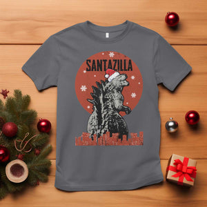 Funny Christmas Santa Godzilla T Shirt Santazilla Japanese Monster TS11 Charcoal Print Your Wear