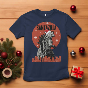 Funny Christmas Santa Godzilla T Shirt Santazilla Japanese Monster TS11 Navy Print Your Wear