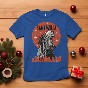 Funny Christmas Santa Godzilla T Shirt Santazilla Japanese Monster TS11 Royal Blue Print Your Wear
