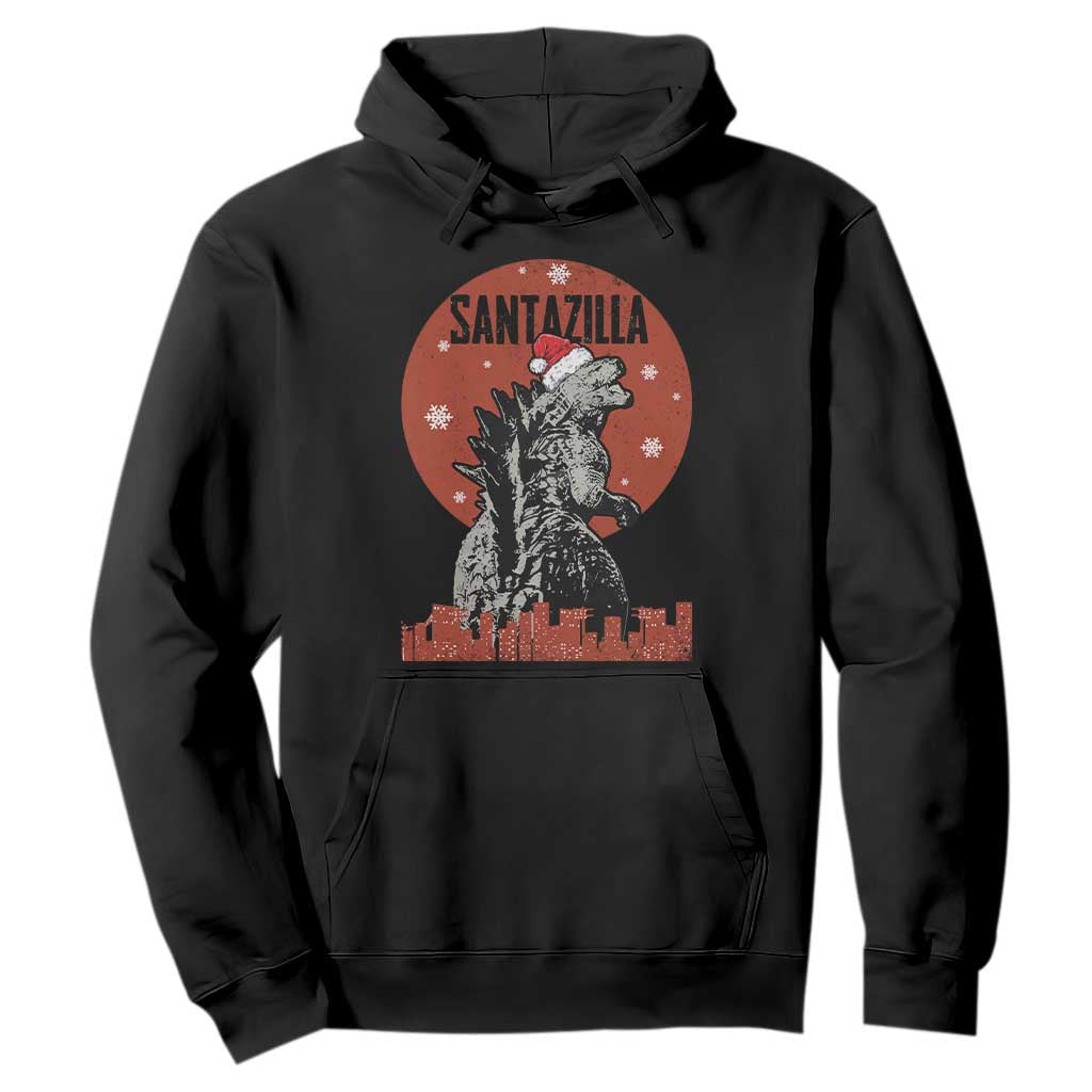 Funny Christmas Santa Godzilla Hoodie Santazilla Japanese Monster TS11 Black Print Your Wear